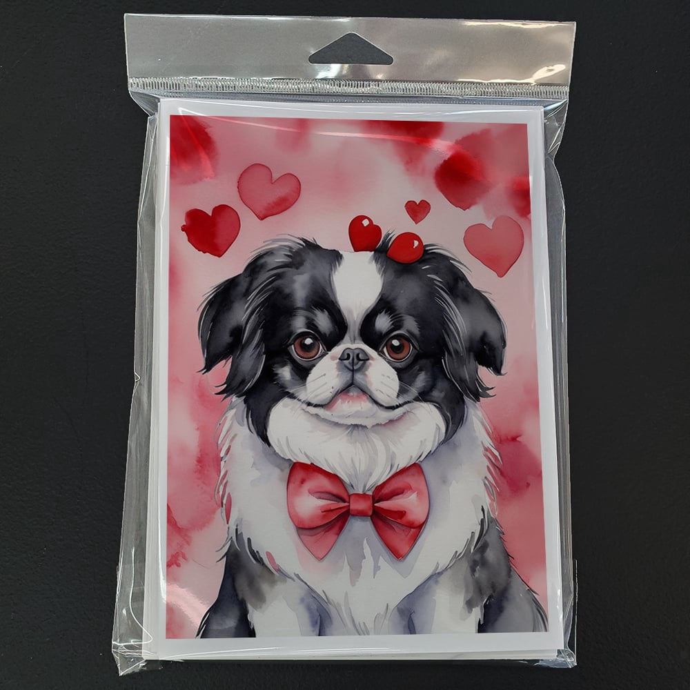 Japanese Chin My Valentine Greeting Cards Pack of 8 7 in x 5 in