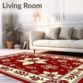 thumbnail image 2 of ODIKA 5x7 Machine Washable Non-Slip Area Rug, Elegant Poinsettia Bloom Holiday with Botanical Winter Garden Ultra Soft Rug, None, 632431, 2 of 7
