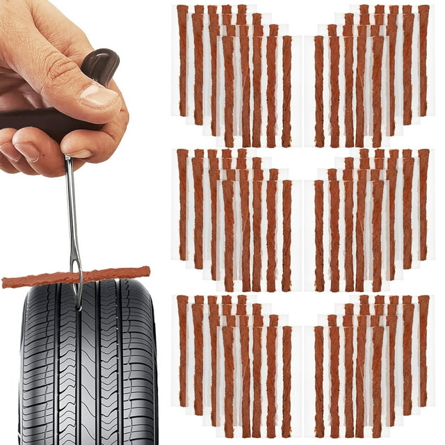 Miangastore Tire Repair Kit with 90pcs Rubber Plugs for Car Bike and Motorcycle Safe and Strong to Use Brown