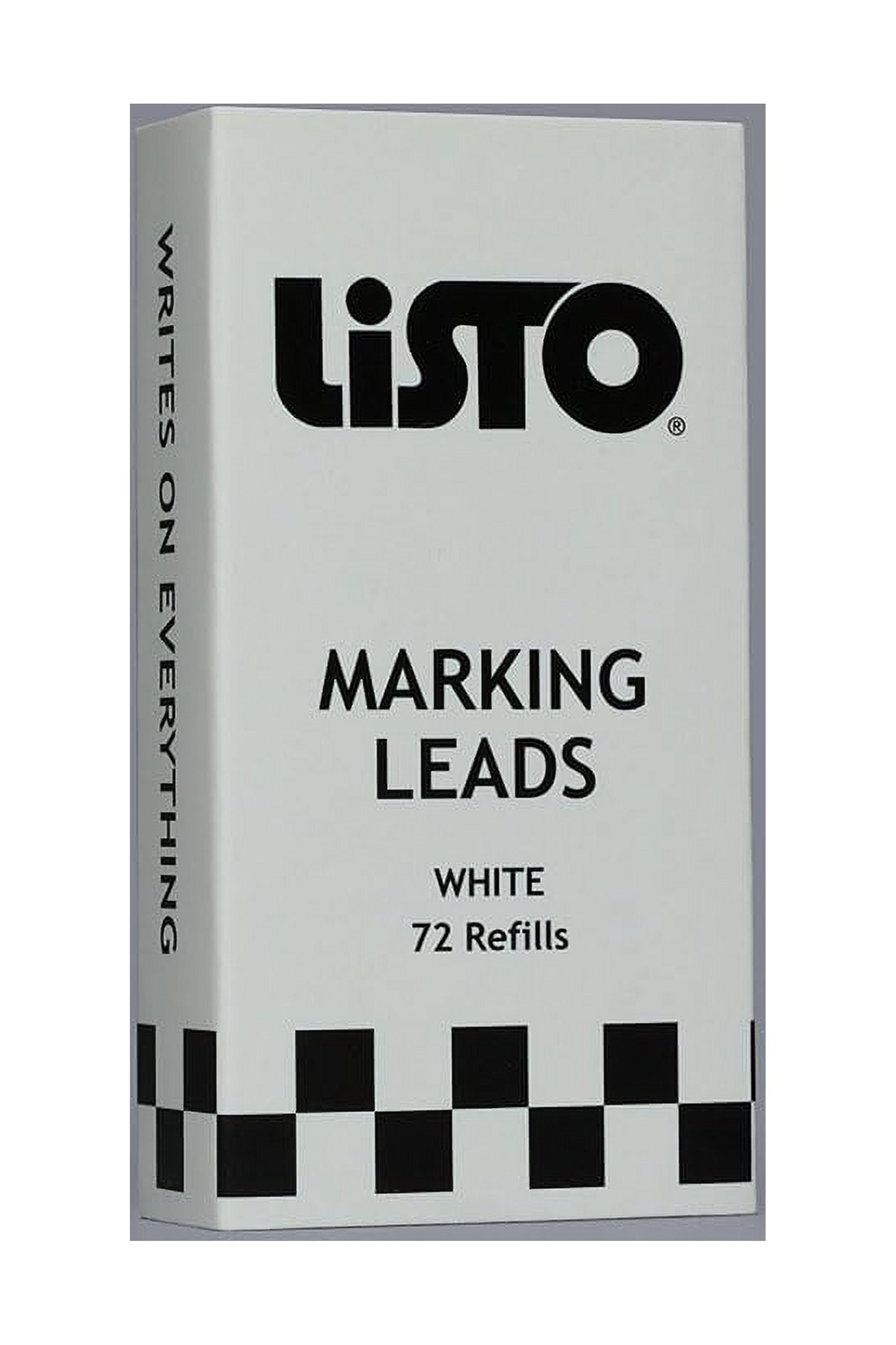 Bundle of Listo 1620 Marking Pencil/Grease Pencils/China Marking Pencils/Wax Pencils - White, Box of 12 With 72 Refills With Bonus Magnetic Memo Clip
