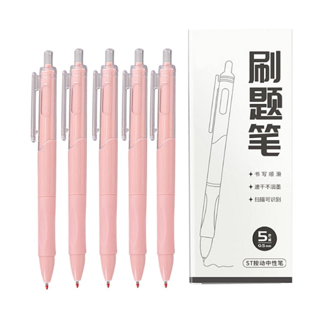 Gel Pens Fine Point Black Ink Smooth Writing Rollerball Pen Non Slip Grip Durable Clip No Bleed Writing Pen Multi Color Barrel Option for Journaling Note Taking Office Daily Writing Use 5Pcs 0.5mm