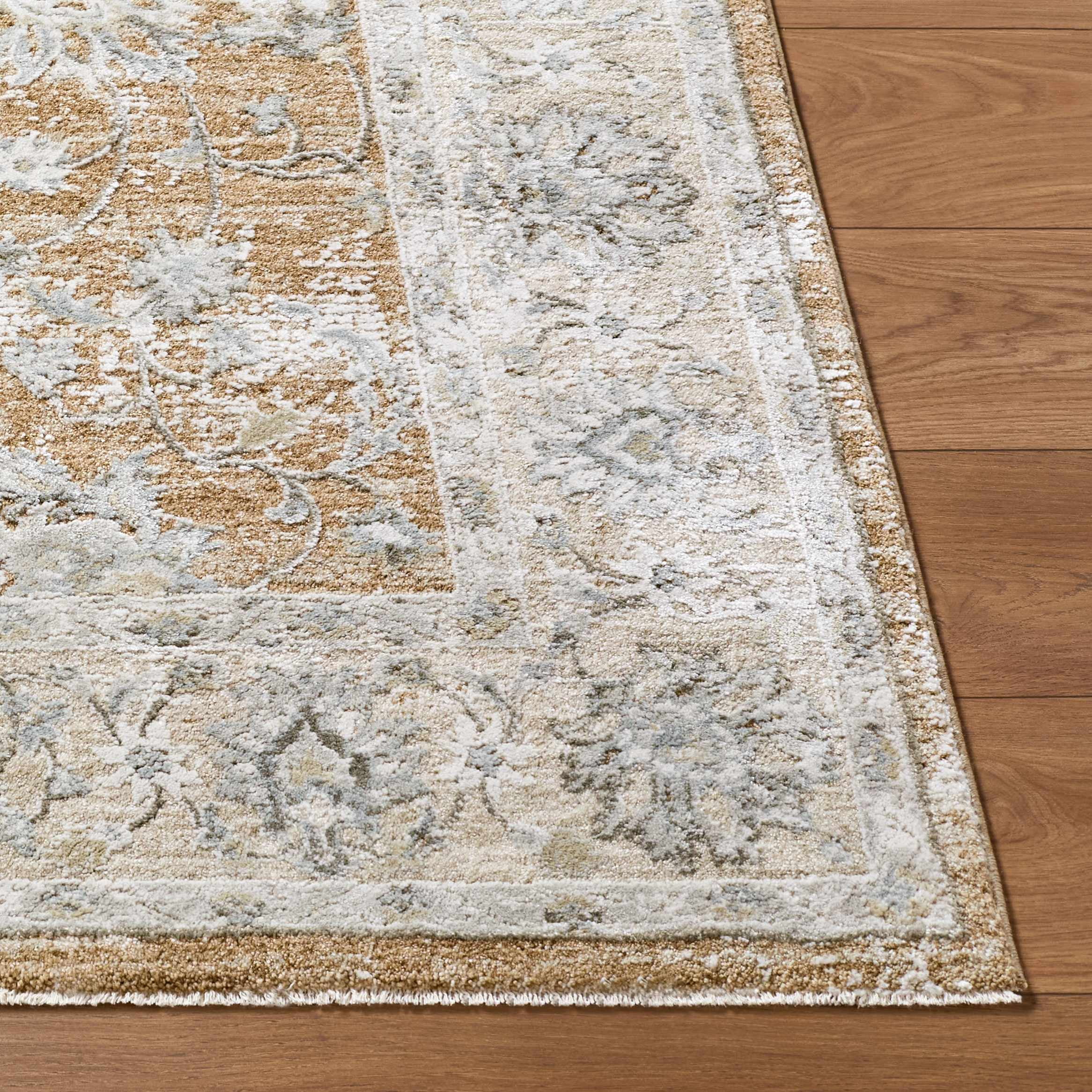 Hauteloom Claydon Living Room, Bedroom Area Rug - Bordered Oushak Style Traditional Floral - Brown, Gray - 5' x 7'5"