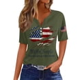 thumbnail image 3 of 250th Anniversary Shirts for Women 2026 - Patriotic "We the People" V-Neck Button Short Sleeve Tee - Vintage Distressed USA Flag Graphic Top Army Green L, 3 of 5