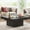 Faux Marblr Black, variant on Finmind Squeare Coffee Table Modern LED Coffee Table Wood Coffee Table for Living Room Rustic Brown & Black Low Coffee Table