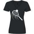 thumbnail image 3 of Inktastic Swinging Tennis Racket Women's V-Neck T-Shirt, 3 of 5