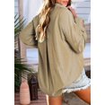 thumbnail image 2 of Camisa Astylish para mujer de gran tamaño a rayas con cuello en V, color caqui, 2 of 6