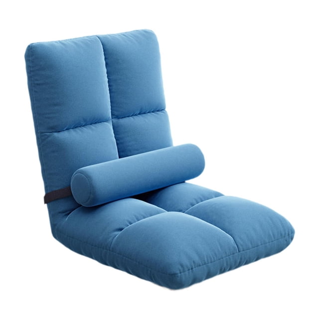 predolo 5 Position Adjustable Floor Chair with Back Support Soft Velvet Foldable Lounger Blue