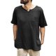 thumbnail image 1 of Hombres Casual Solid Pullover Manga corta Algodón Lino Pequeño V Tie Pocket Shirt TopS Pompotops oipoqjl46648, 1 of 3