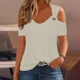 thumbnail image 2 of Timegard Womens Cold Shoulder Tops Short Sleeve V Neck Solid Color Shirts Loose Fitted Basic Tunic, 2 of 5