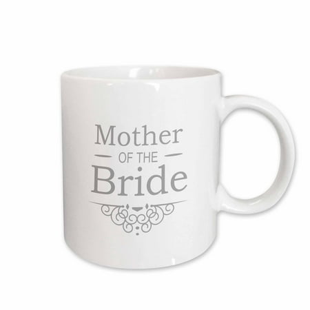 

3dRose Mother of the Bride in silver - Wedding - part of matching marriage party set - grey gray swirls Ceramic Mug 15-ounce