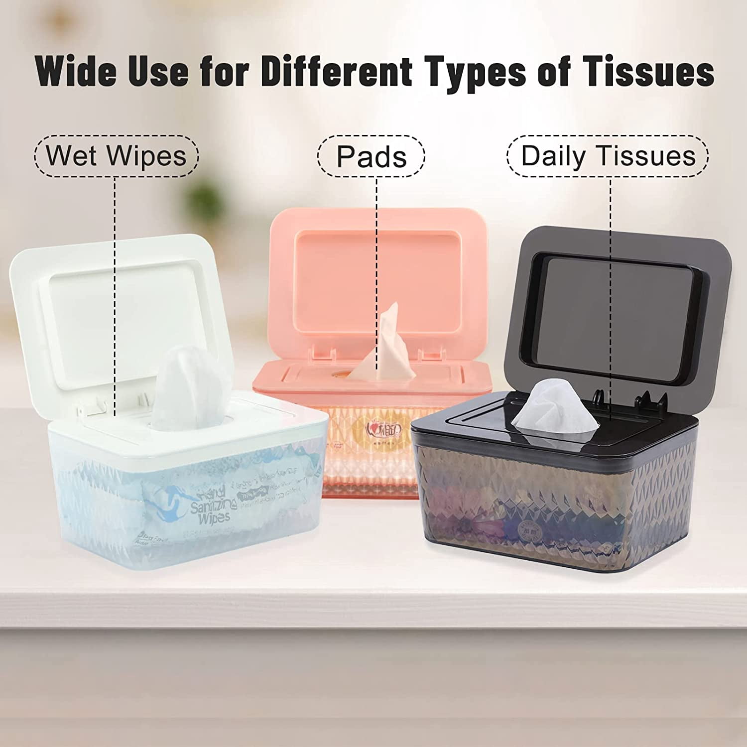 Hswt Wipes Dispenser Seal-Designed Wipe Dispenser Holder Wipes Case Box for Bathroom Keep Wipes Fresh