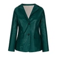 thumbnail image 4 of Tejiojio Coats Plus Size Clearance Women's Fashion Casual Lapel Collar Button Pocket Temperament Motorcycle Jacket Leather Jacket Coat, 4 of 8