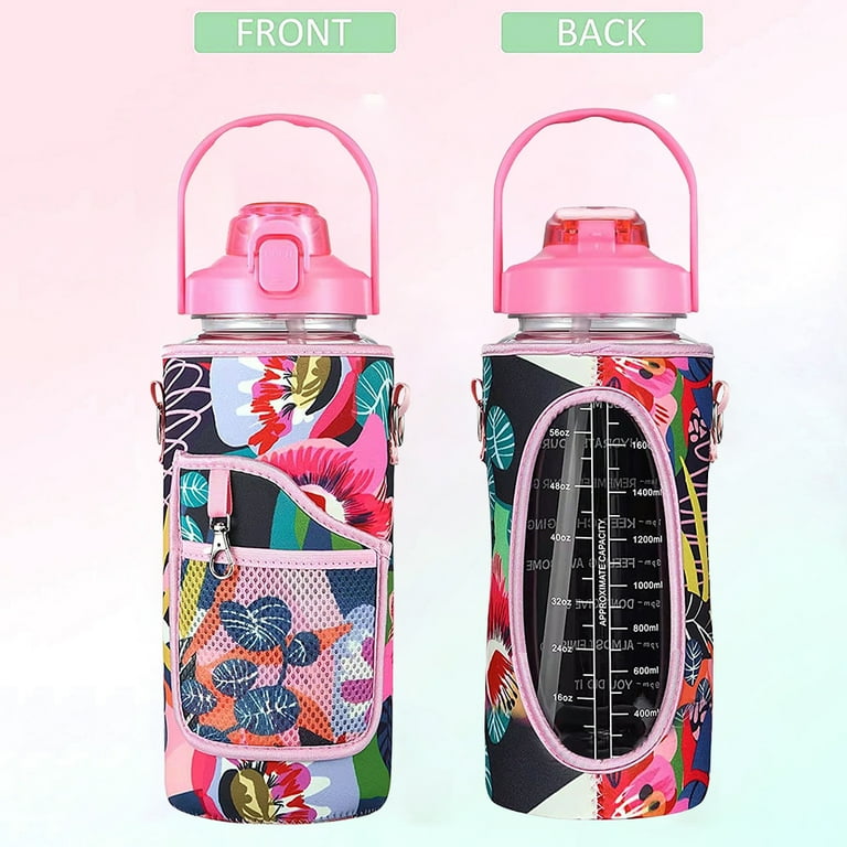 Water Bottle, 1l Fitness Sports Water Bottles for School, Leakproof Bpa &  Odorless Free, Motivational Practical Cup with Removable Straw Spring-Type