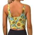 thumbnail image 3 of Xecao Farmhouse Sunflower for Sports Bra with Removable Pads, Crop Tank Top Design, Women's Longline Sports Bra - Non-Wired - Medium, 3 of 9