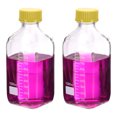 thumbnail image 1 of Uxcell 2 Pcs 1000ml Glass Square Reagent Media Storage Bottles with Yellow Cap, Clear, 1 of 7