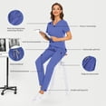 thumbnail image 2 of VIAOLI Medical Scrubs for Women Set – V-Neck Top & Straight-leg Pants with Drawstring Waist for Nurse Uniform, 9 colors, 2 of 6