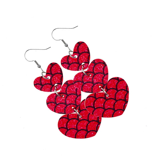 Pendientes Multicapa Qarigey en forma de corazón de cuero artificial