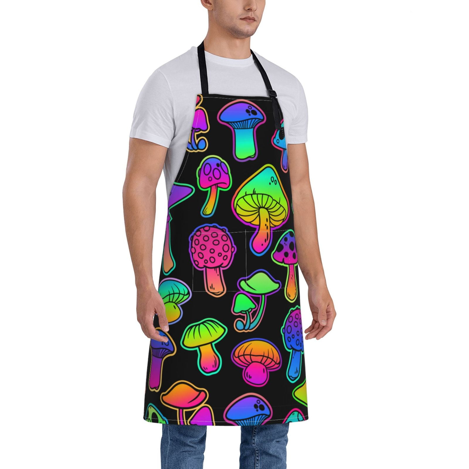Kdxio Bright Mushrooms Apron with Pockets Adjustable Kitchen Aprons for Men Women Waterproof Aprons for Cooking,Drawing,Crafting, Baking Household Cleaning