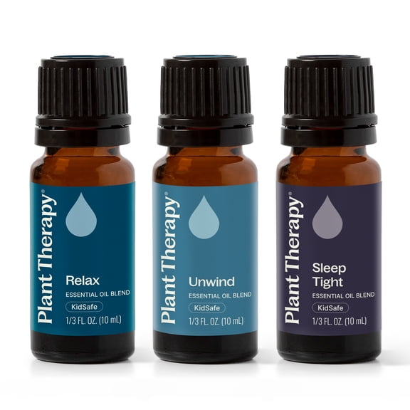 Plant Therapy Sleep Easy Essential Oil Blend Set 10 mL (1/3 oz) each of Relax, Sleep Tight & Unwind, Pure, Undiluted, Essential Oil Blends