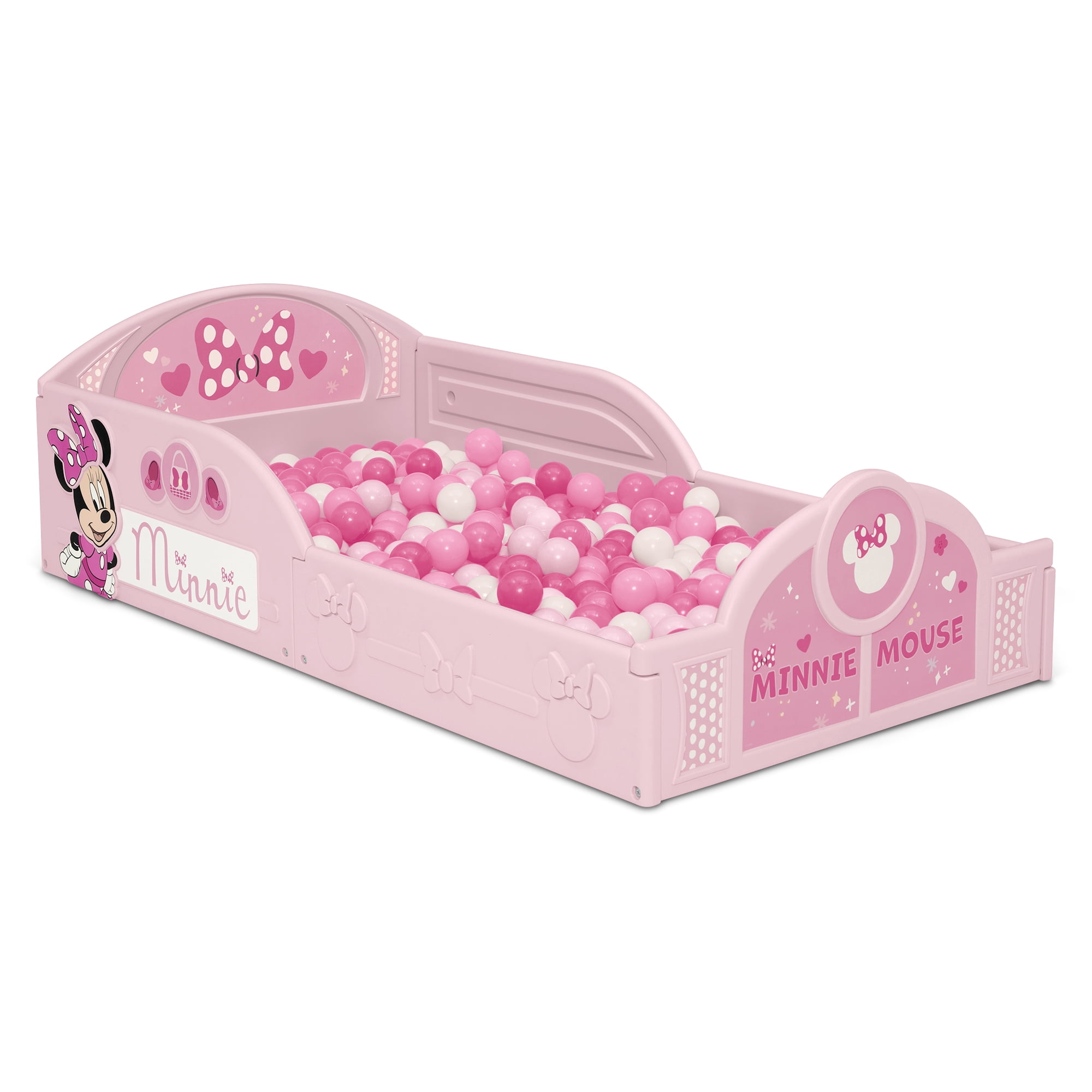 Minnie Mouse 3-Piece Toddler Bedroom Set by Delta Children - Includes Toddler Bed, Chair Desk and Toy Organizer, Pink