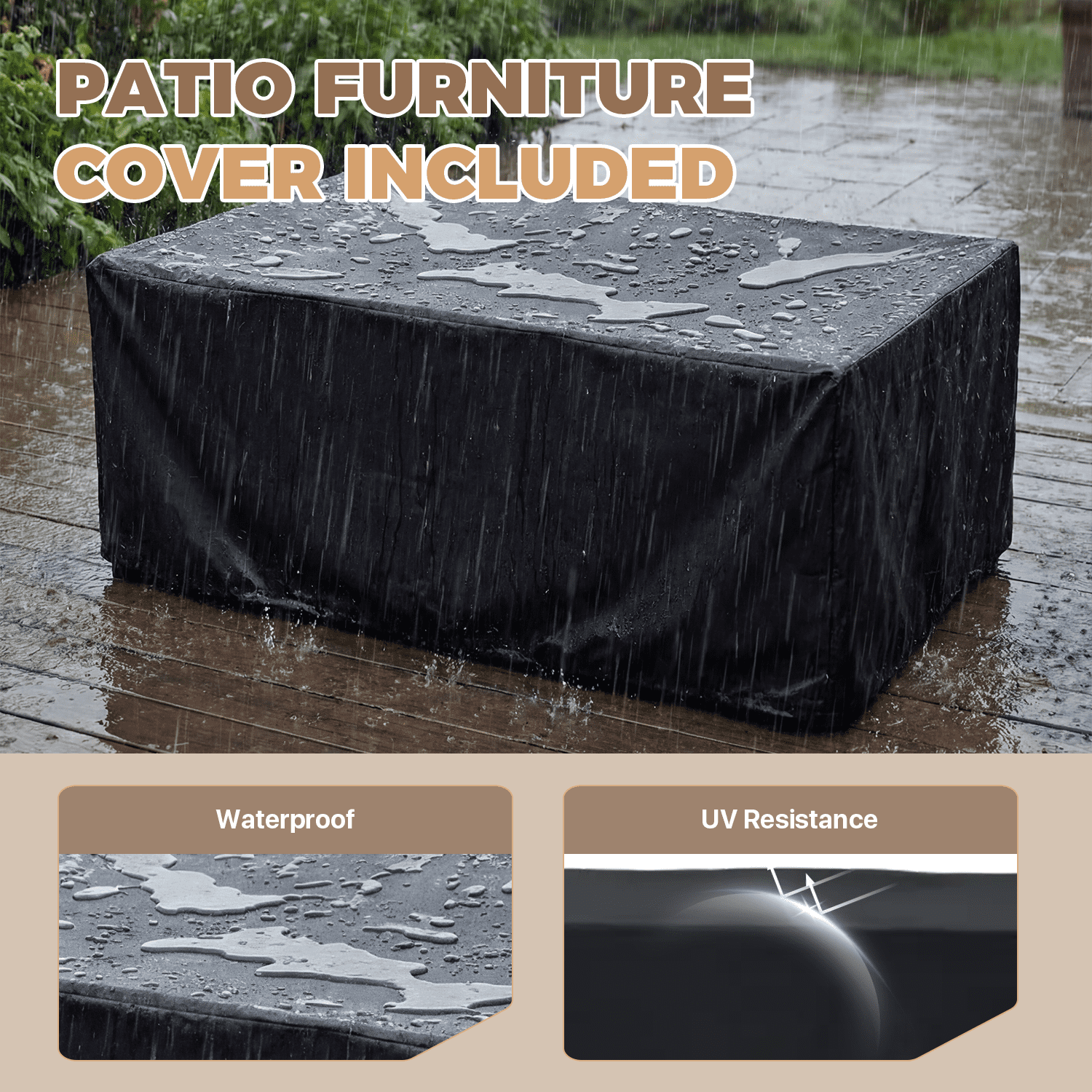 BaPiPro 4-Seats Outdoor Patio Conversation Set with Coffee Table & Cushions - Aluminum Frame Outdoor Furniture Set for Terrace, Garden, Poolside, Gray