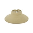 thumbnail image 6 of Simplicity Women's Wide Brim Roll-up Straw Hat Sun Visor Beige Brown, 6 of 6