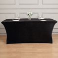 thumbnail image 6 of Balsa Circle 6 ft Black Premium Velvet Rectangular Tablecloth Fitted Table Cover Wedding Linens, 6 of 8