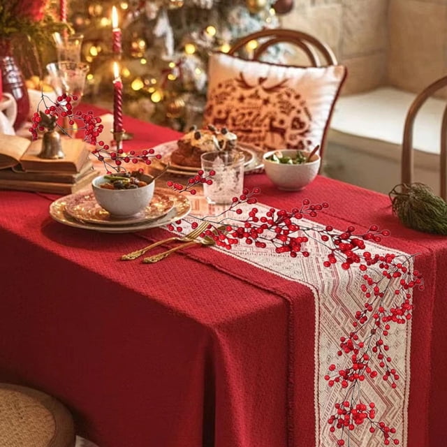 Guirnalda de hiedra de bayas de Navidad 78.74in | Ramas de bayas rojas artificiales Ratán PVC | Enredadera Envuelta Realista, Decoración Colgante para Árbol de Navidad, Chimenea, Mesa, Acento
