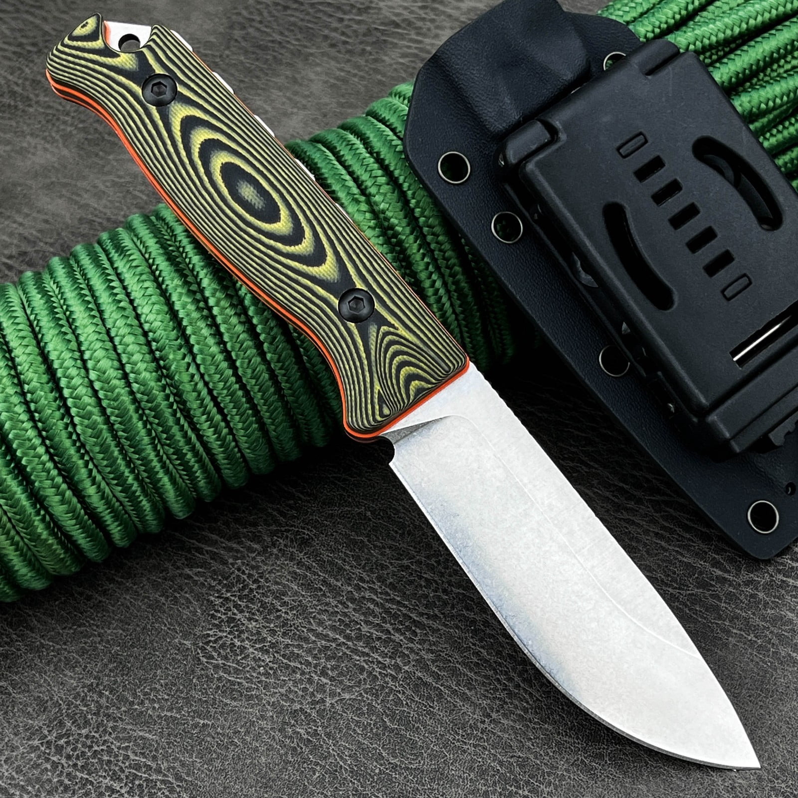 8.66'' Full Tang Straight Blade Knife, 8Cr13MoV Stainless Steel Blade, G10 Handle with Kydex Sheath, Suitable for Camping, Hiking, and Outdoor Work
