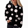 thumbnail image 4 of Godom Baseball Hoodies for Women Casual Workout Y2k Hoodie Oversized Long Sleeve Baseball Printed Pullover Sweatshirt with Pockets, 4 of 5
