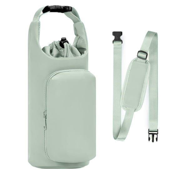Water Bottle Carrier Bag with 2 Pockets, Adjustable Shoulder Sling for 20-40oz Bottles, Pouch Holder for Phone and Keys, Portable Water Bottle Sleeve for Hiking, Gym, and Travel