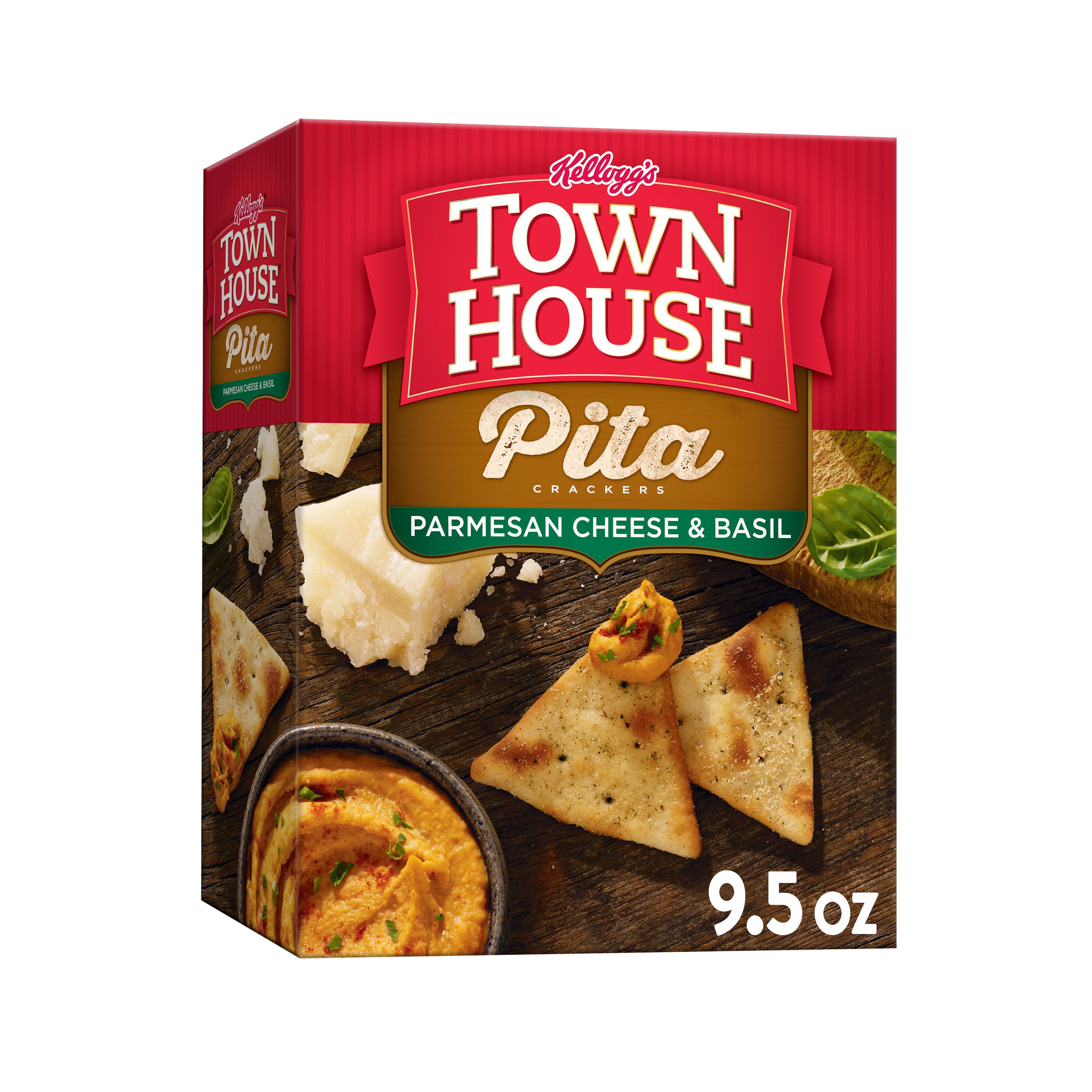 Kellogg's Town House Pita Crackers, Parmesan Cheese & Basil, 9.5 Oz
