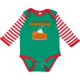 thumbnail image 3 of Inktastic It's My 1st Thanksgiving with Cute Smiling Pumpkin Pie Boys or Girls Long Sleeve Baby Bodysuit, 3 of 5