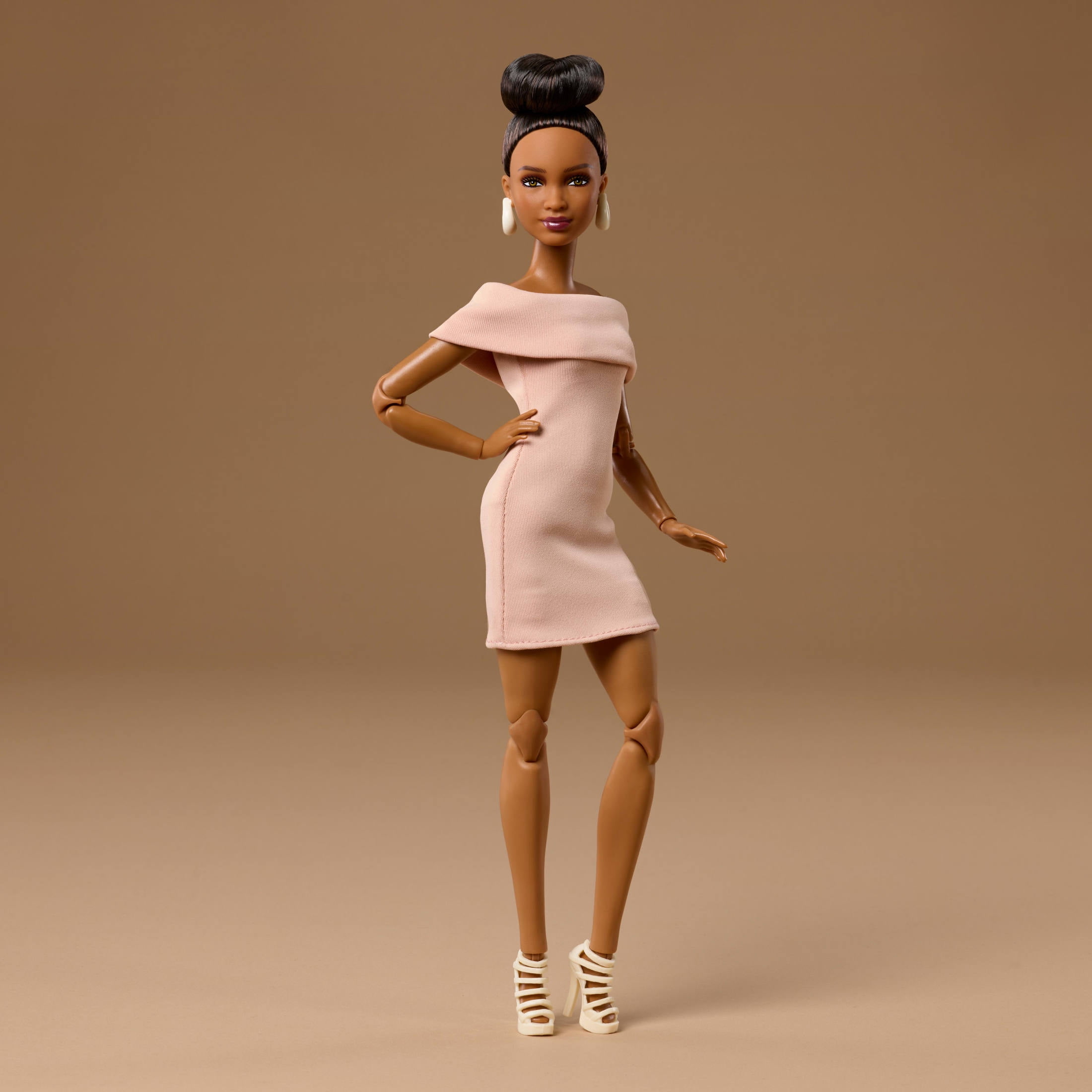 Barbie Basics Collectible Doll, Model 08 with Brunette Hair in Tan Dress & Strappy Heels