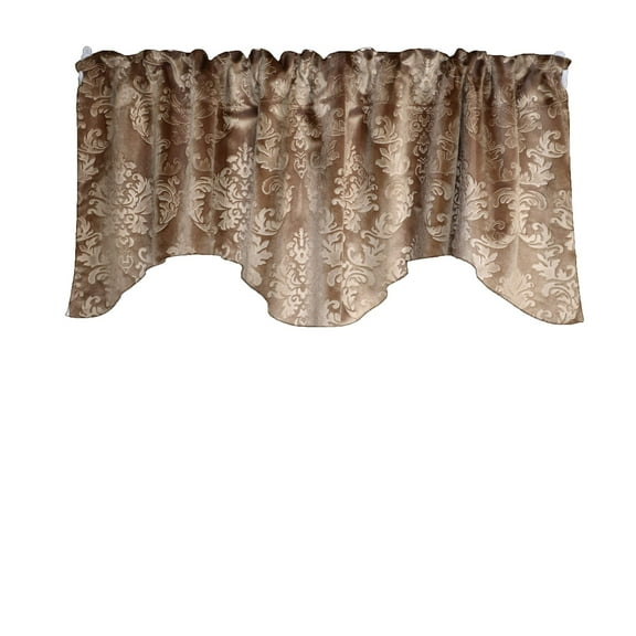 Velvet Embossed Damask Scalloped Window Valance 54" Wide / 20" Tall
