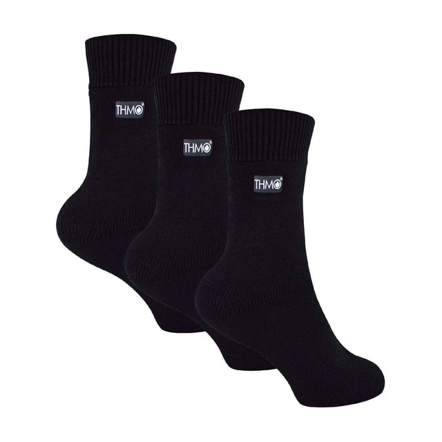 3 Pairs Kids Thermal Socks | THMO | Ribbed Soft Top Fleece Fluffy Inner Warm Socks for Boys & Girls