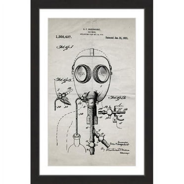 "Gas Mask 1921 Old Paper" Framed Painting Print