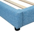 thumbnail image 7 of Modern Upholstered Bed Frame with USB Ports, Full Size Floor Bed with Backrest for Apartment Living, Easy Assembly Included (Blue), 7 of 7
