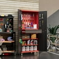 thumbnail image 2 of Aobabo Upgraded Metal Garage Cabinet with Wheels with 5 Pegboards & Drawer, 71" H Lockable Steel Tool Storage Cabinet for Garage,Home,Office,Assembly Required,Black/Red, 2 of 10