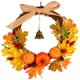thumbnail image 1 of Corona de otoño artificial con cosecha de hoja de arce, hoja de calabaza, bayas, guirnalda de puerta, decoración para colgar en la pared para Halloween, 1 of 5
