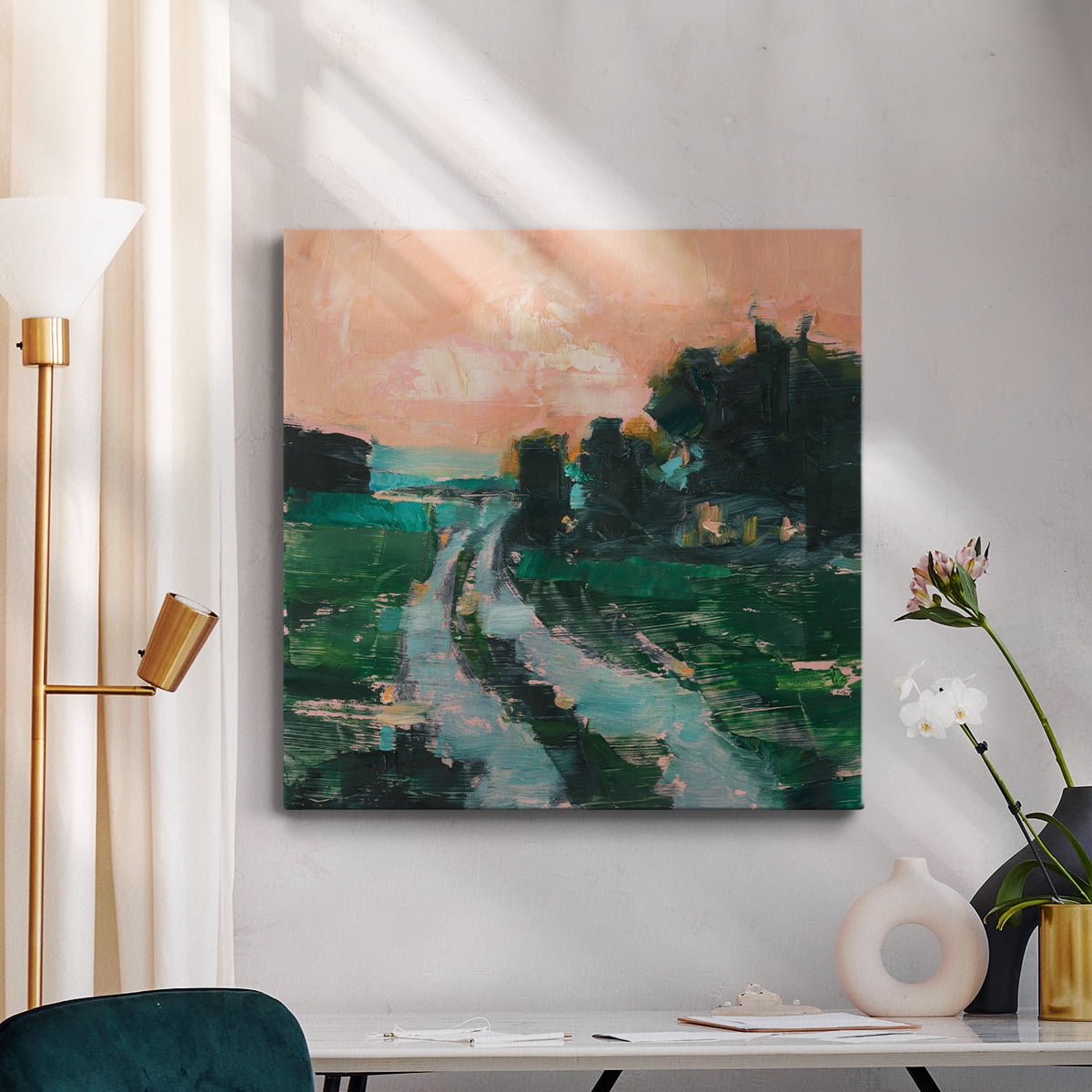 Wexford Home Coral Sunset II-Premium Gallery Wrapped Canvas, 24" x 24" - Ready to Hang