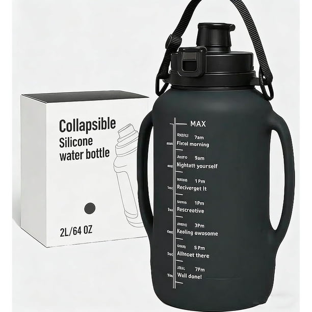 Botella de Agua Deportiva Plegable,2L Botella de Agua Deportiva Reutilizables,Botella de Agua Plegable,Sin BPA para Gimnasio, Correr, Andar en Bicicleta, Acampar, etc
