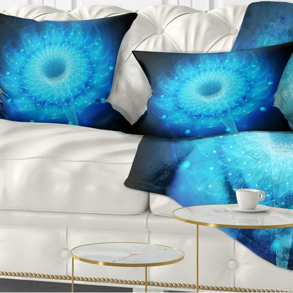 Designart 12" x 20" Blue Polyester Throw Pillow