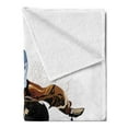 thumbnail image 2 of Rodeo Soft Flannel Fleece Throw Blanket, Yea Haw Cowboy Bucking Bull Western Sports American Graphic, Cozy Plush for Indoor and Outdoor Use, 50" x 70", Rust Beige, by Ambesonne, 2 of 5