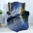 thumbnail image 4 of Alaska Soft Flannel Fleece Throw Blanket, Turnagain Arm of the Cook Inlet Anchorage Idyllic Lakeside Photography, Cozy Plush for Indoor and Outdoor Use, 50" x 60", Lime Green Navy Blue, by Ambesonne, 4 of 5