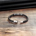 thumbnail image 2 of pulsera En Cuir Noir Et Perles En Acier Inoxydable, 2 of 5