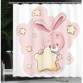 thumbnail image 4 of Ambesonne Feminine Shower Curtain, Rabbit Bunny with a Star, 69"Wx84"L, Yellow Pink, 4 of 5