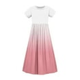 thumbnail image 5 of Efsteb Summer Dress for Girls Round Neck Gradient Short Sleeve Maxi Dress Casual Holiday Dress with Pockets (Pink,5 Years), 5 of 5