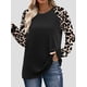 thumbnail image 5 of Camisas de Larga para Mujer, Blusas Raglán con Bloques de Color, Camisetas Básicas Informales de Cuello Redondo, Ropa de Otoño. Leopardo Negro M, 5 of 8