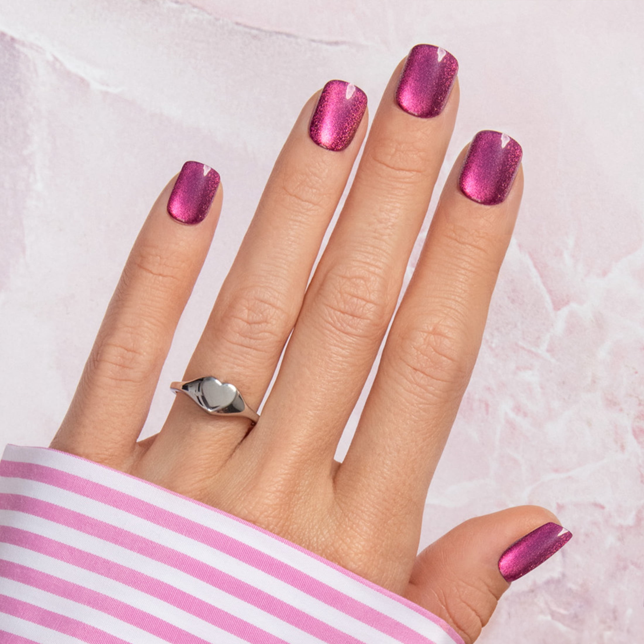 Kiss Impress Color FX Short Square Press on Nails, Pink, 30 Pieces